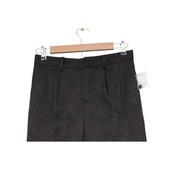 NWT Madewell Dress Pants Size 0 Black Animal Print Pleated Trousers High Rise - Picture 2 of 13